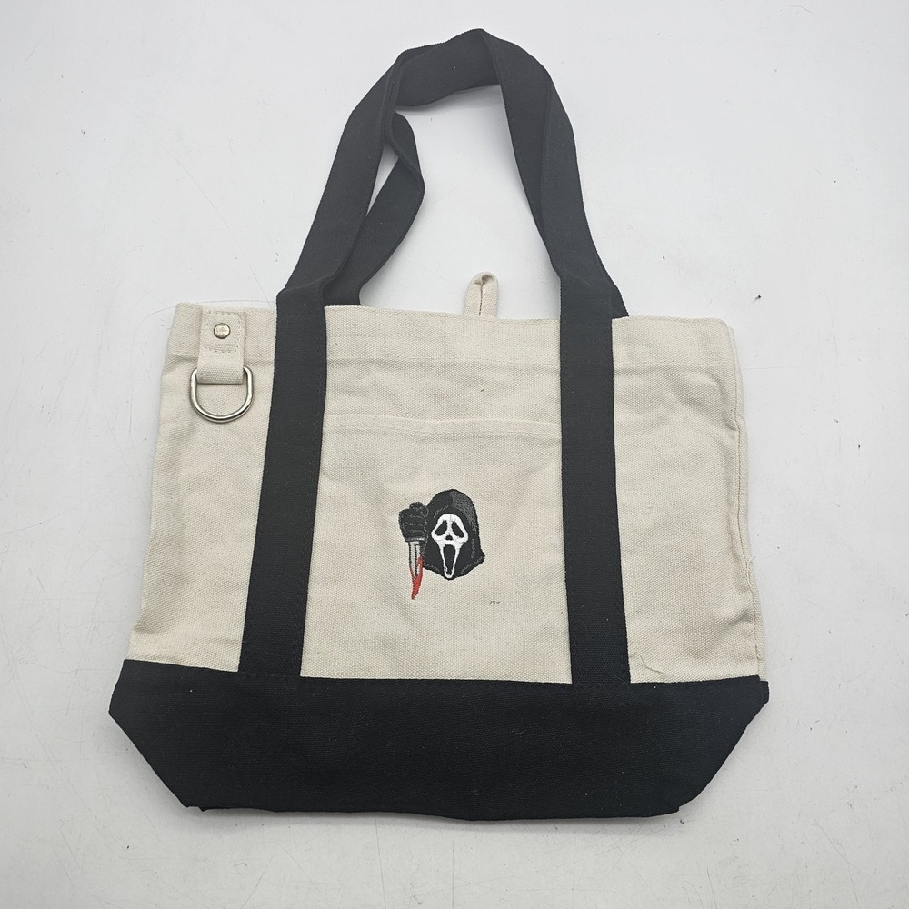 Spirit Halloween Ghost Face Mini Tote Bag Embroidered Knife Canvas NWT Horror